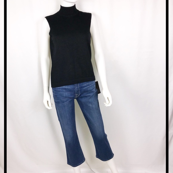 JONES NY Sleeveless, Black w Gold Shimmer TrtlNck - Picture 3 of 6